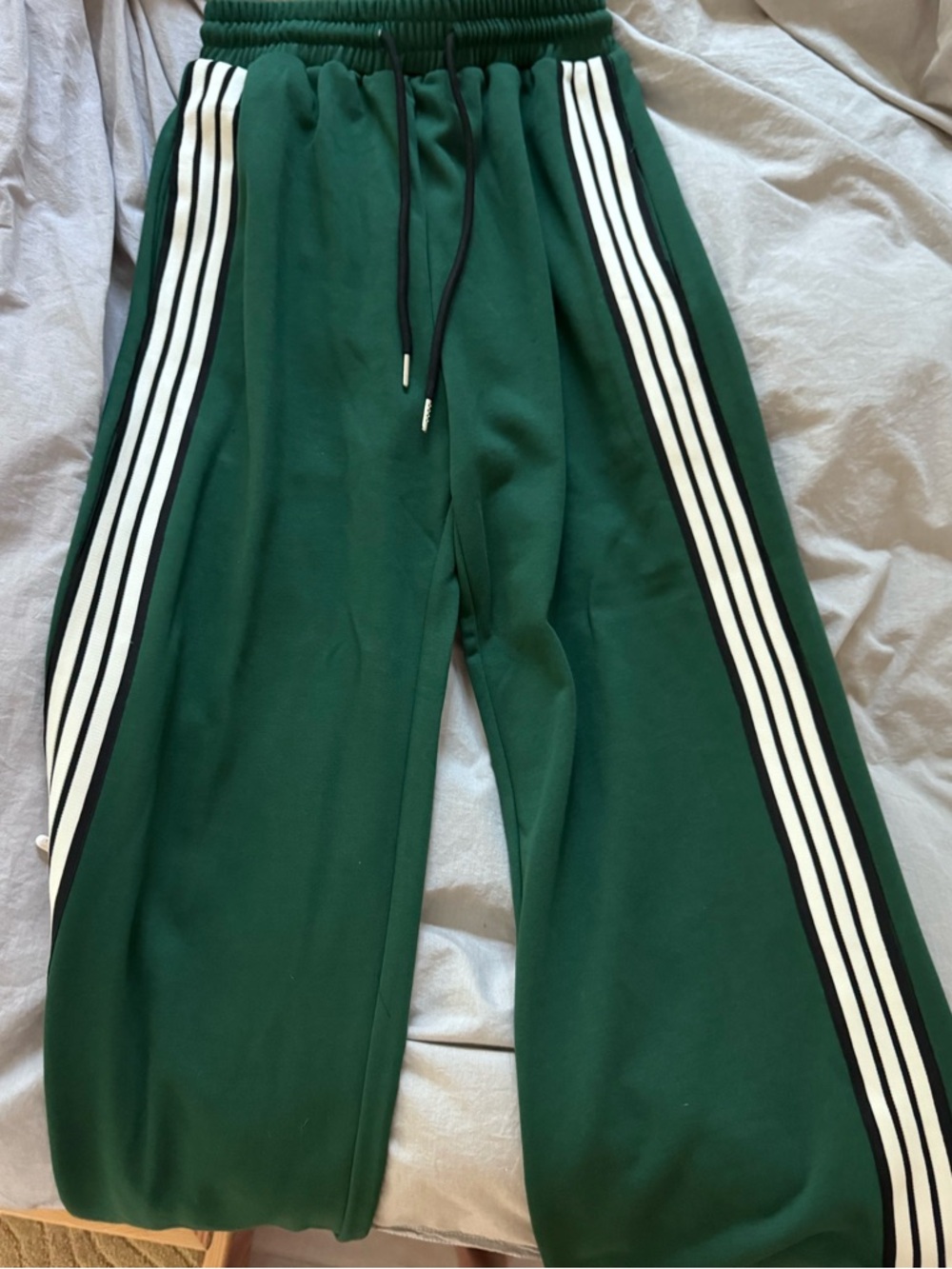 Commense Forest Green Joggers with White Side Stripes